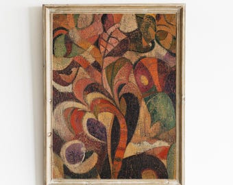 Vintage Abstract Botanical | Boho Botanical Print | Vintage Folk Art Decor | Aesthetic Floral Decor | Timeless Modern Decor | DIGITAL | E168