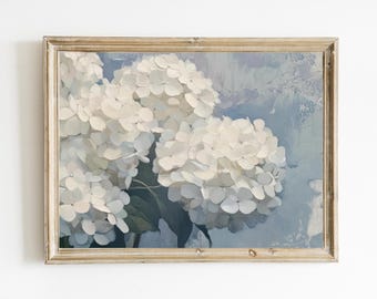 Vintage Hydrangea Print | Floral Vintage Art | Spring Painting | Botanical Print | Easter Floral Decor | French Country | PRINTABLE | E140