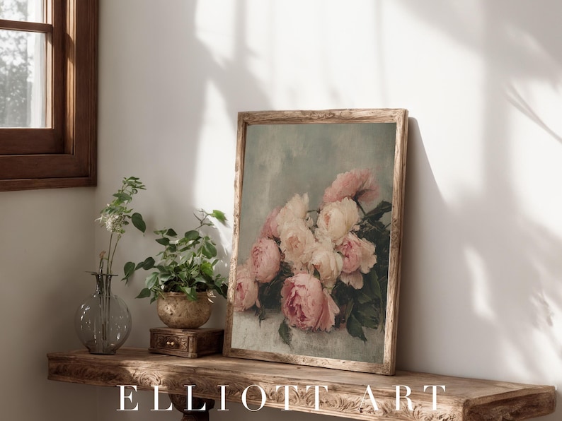 Vintage Floral Bouquet | Vintage Still Life Painting | Pink Floral Wall ...