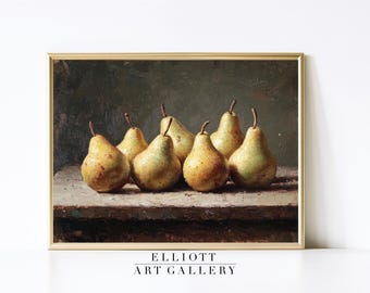 nature morte de cuisine vintage poires | Décoration murale de cuisine de mauvaise humeur | Cuisine de ferme | Numérique IMPRIMABLE | Télécharger | E38