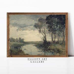 European Countryside | French Landscape Painting | Muted Green Decor | PRINTABLE Digital | E104