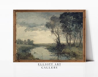 European Countryside | French Landscape Painting | Muted Green Decor | PRINTABLE Digital | E104