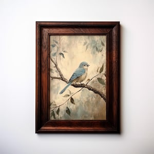 Vintage Bluebird Print | Neutral Farmhouse Decor | Minimalist Dining Room Decor | Nursery Art | PRINTABLE Art | Digital Download | E317