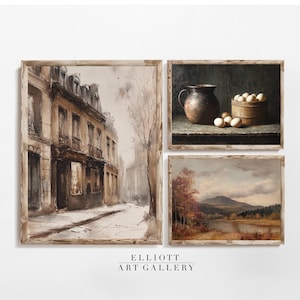 Vintage Gallery Art SET of Three | Warm Autumn Prints | Neutral Cottagecore Decor | PRINTABLE | Digital Download | E98