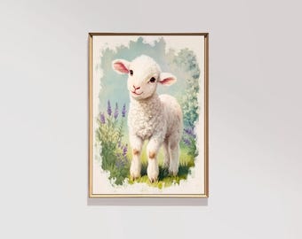 Vintage Lamb Print | Farmhouse Decor | PRINTABLE Easter Art | Nursery Wall Decor | Cottagecore Farm Prints | Spring Prints | E148