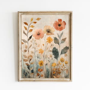 Autumn Watercolor Botanical |  Vintage Botanical Painting | Boho Cottagecore Art | Downloadable Printable Art | Eclectic Wall Print  | E1023