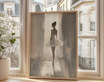 Abstract Ballerina | Girl's Bedroom Ballerina Painting | Ballet Wall Decor | Neutral Minimalistic Ballet Art | DIGITAL PRINTABLE ART | E548