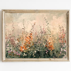 Abstract Summer Floral Print |  Vibrant Spring Wall Art | Modern Farmhouse Decor | Cottagecore Wall Art | Digital Art | PRINTABLE | E215