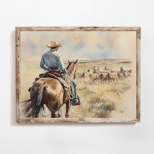 Cowboy Wall Art | Rustic Cowboy Wall Decor | Vintage Horse Art | Rustic Horse Lover Gift | Download and Print | PRINTABLE | E739