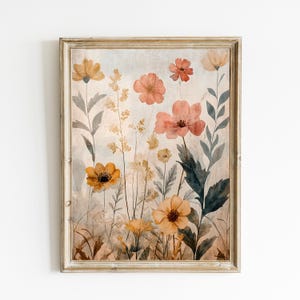 Printable Watercolor Floral |  Vintage Botanical Painting | Boho Cottagecore Wall Decor | Downloadable Printable | Eclectic Decor  | E1029