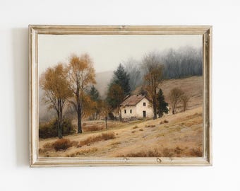 Autumn Cottage | Rustic Country Cottage | Autumn Wall Art | Fall Farmhouse Decor | Neutral French Farmhouse Art | PRINTABLE | E1214