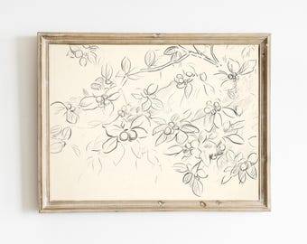 Vintage Botanical Printable | Vintage Floral Printable | DIGITAL Downloads |  Farmhouse Decor | Neutral Floral Art | PRINTABLE ART | E756