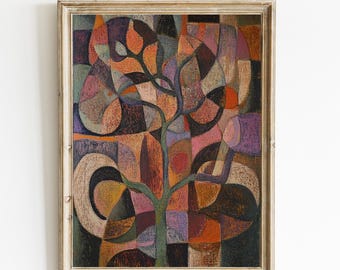 Vintage Abstract Botanical | Boho Botanical Print | Vintage Folk Art Decor | Aesthetic Floral Decor | Timeless Modern Decor | DIGITAL | E184