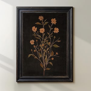 Impresión botánica melancólica / Impresión de flores silvestres / Floral oscuro / Botánico vintage / Floral negro / Arte mural de estilo rústico moderno / Impresión digital / E329