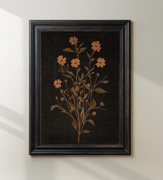 Moody Botanical Print | Wildflower Print | Dark Floral  display picture 3