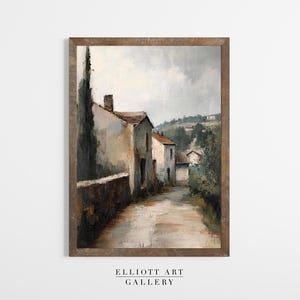 French Village Landscape | Vintage Oil Panting | Digital Art | PRINTABLE | E88