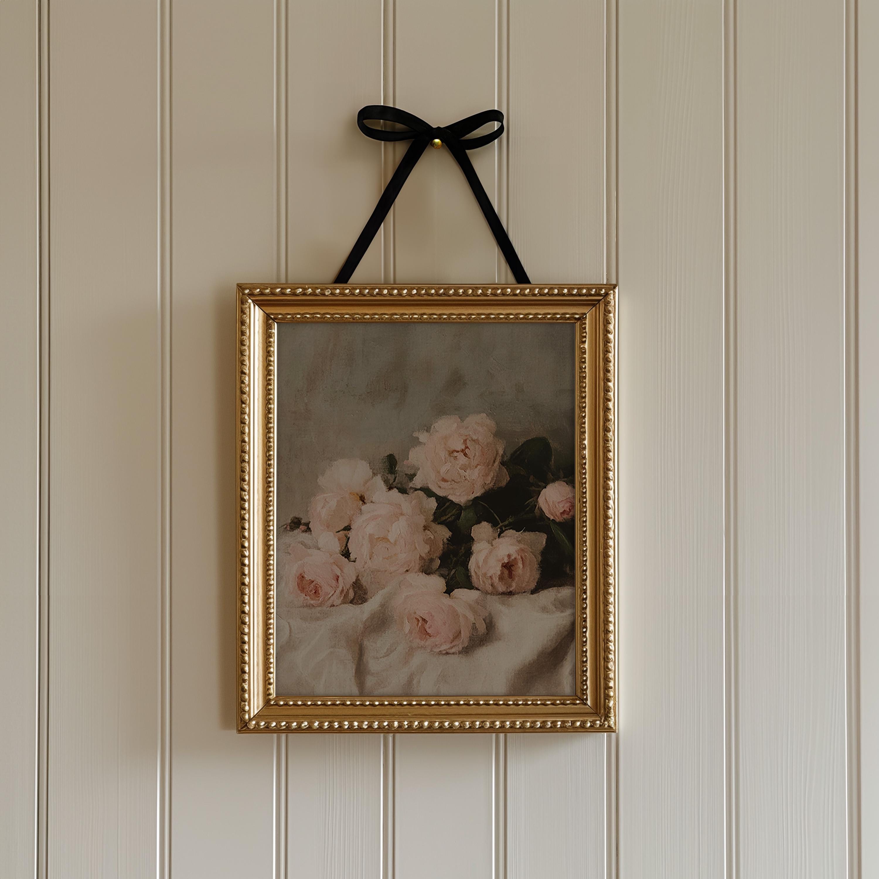 Vintage Pink Roses | Vintage Still Life Painting | Pink Floral Wall Art ...