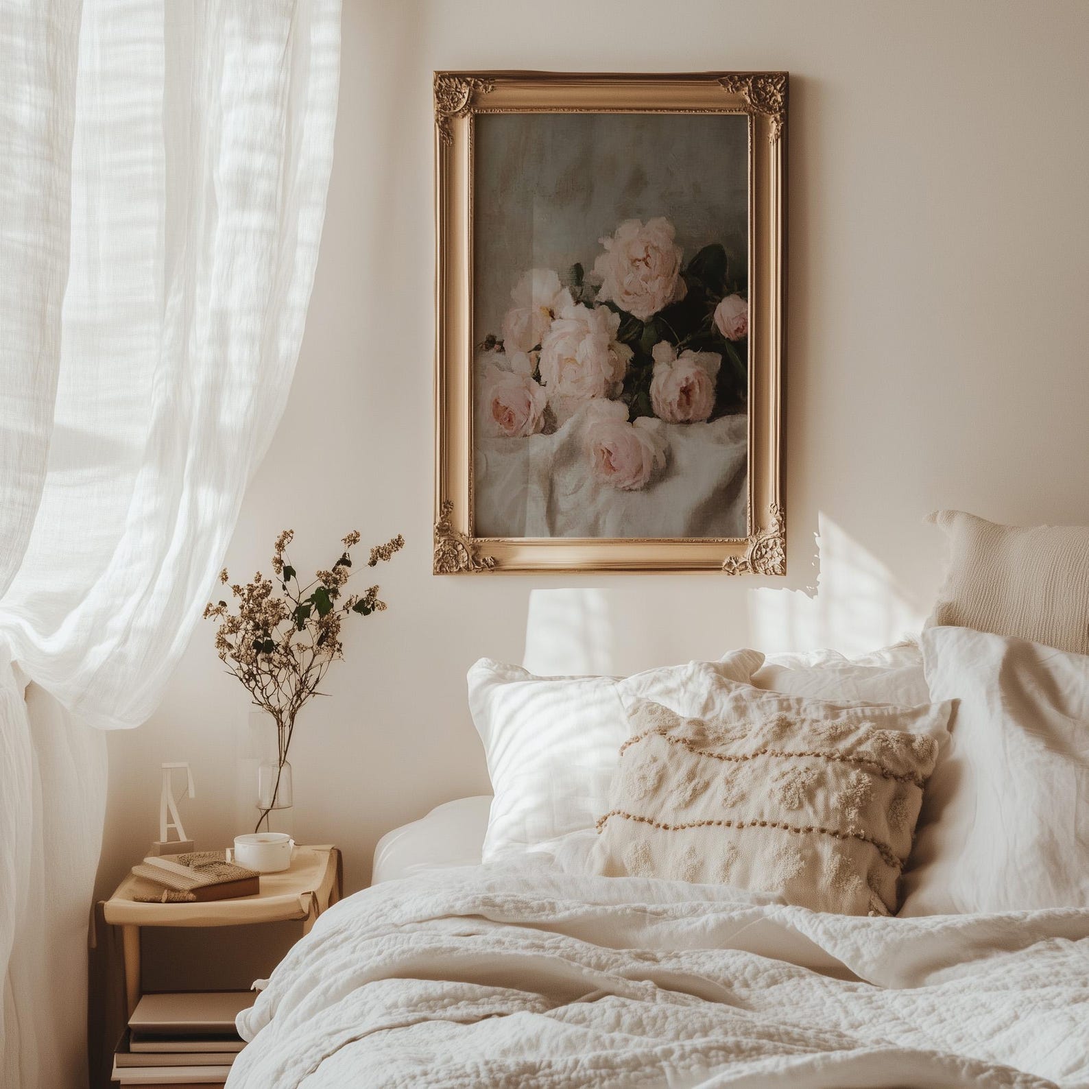 Vintage Pink Roses | Vintage Still Life Painting | Pink Floral Wall Art ...