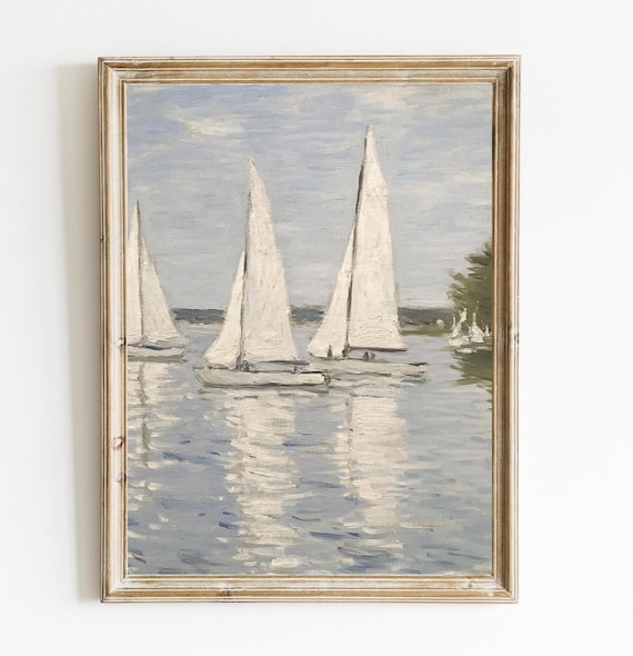 Antique Sailboat Print | Vintage Sailboat Coastal Print | Lake House Wall Art | Vintage Nautical Decor | Digital Print | PRINTABLE | E627