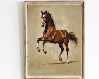 Vintage Horse Painting | Equestrian Art Print | Farmhouse Art | Farm Animal Neutral Art Print | Vintage Horse Painting | PRINTABLE | E685