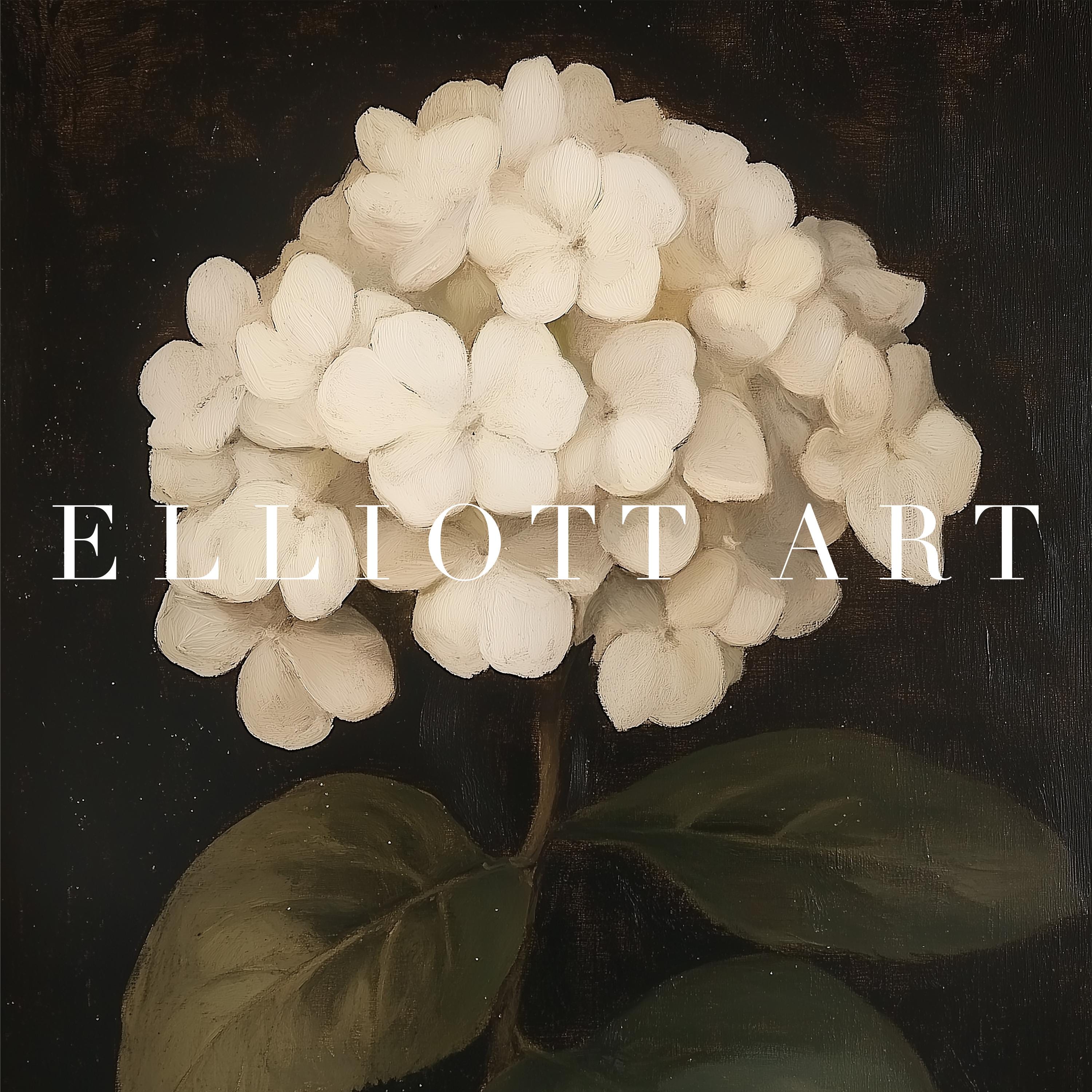Vintage Hydrangea Painting | Moody Dark Vintage Flower Print | Antique ...