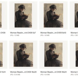 Woman Reading Vintage Print | Vintage Library Painting | Book Lover Vintage Wall Art | Dark Academia | Victorian Woman Art| PRINT | E409 image 4