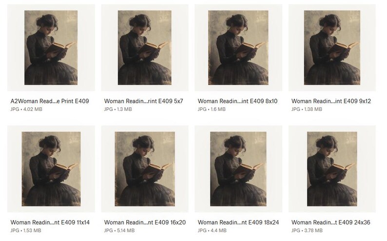 Woman Reading Vintage Print | Vintage Library Painting | Book Lover Vintage Wall Art | Dark Academia | Victorian Woman Art| PRINT | E409 image 4