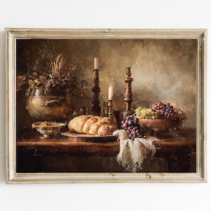 Fall Harvest Table |  Rustic Wall Art | Warm Tones English Country Decor | Digital | Rustic Cottagecore  Art | PRINTABLE | E1098