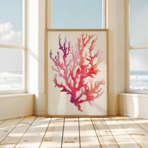 Colorful Coral Print | Minimalist Coastal Print | Beach House Wall Art | Watercolor Nautical Decor | Modern Print | PRINTABLE | E789