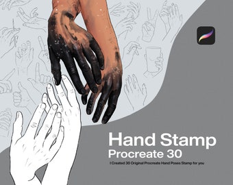 Procreate Hand Stamp | 30 different Hand pose stamps | guide to drawing realistic Hands