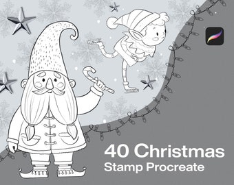Christmas Stamp Procreate| Christmas Doodle ornaments