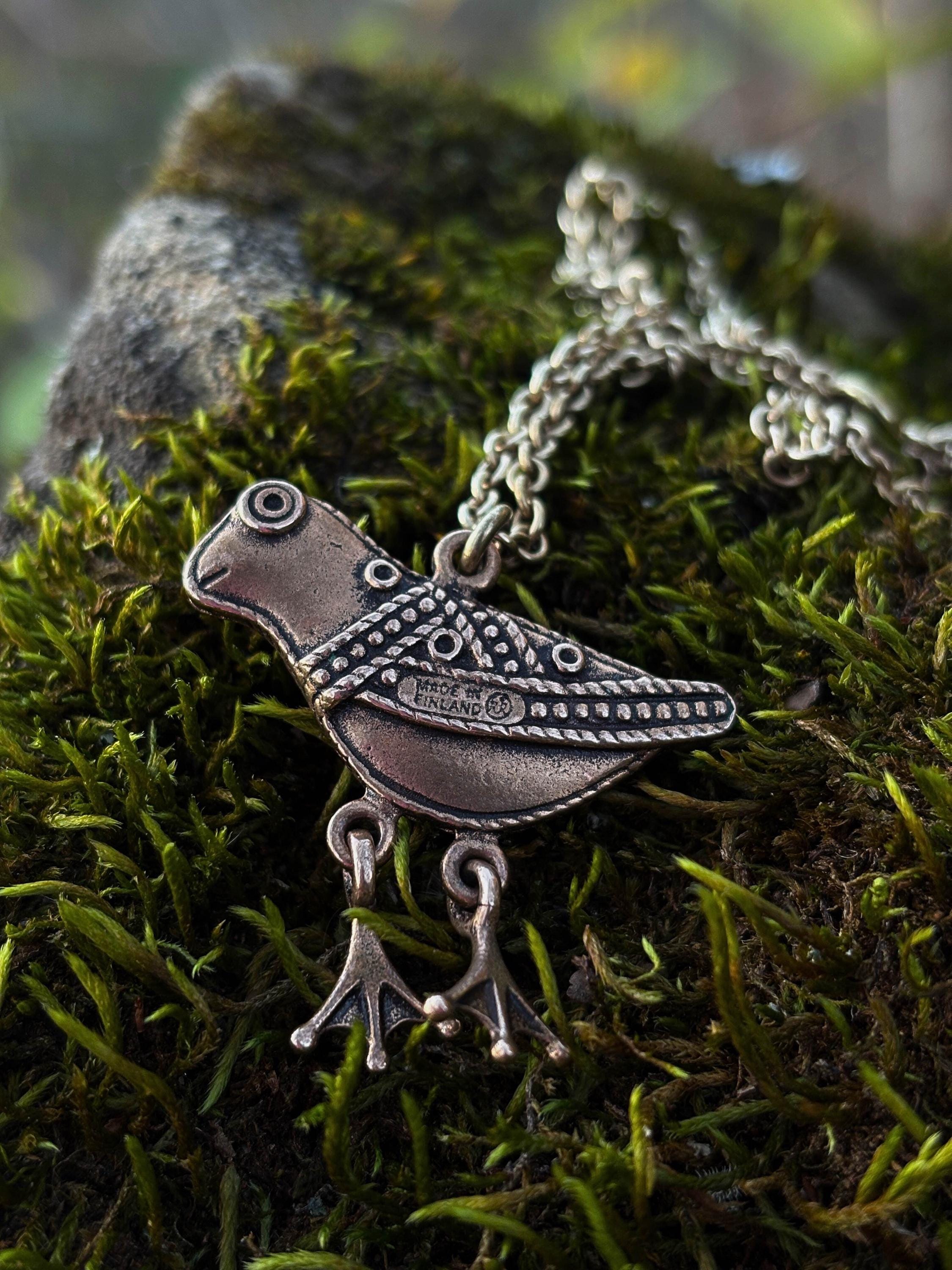 【Kalevala Koru/Hattulan lintu】バードネックレス Vintage Bronze Ancient Finnish Bird Necklace 