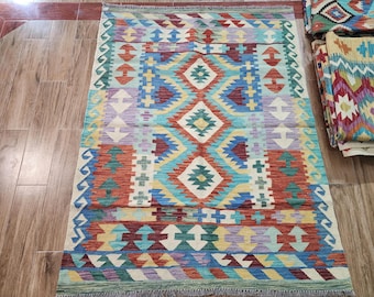 アフガンキリム　ランナー 3x4 ハンドメイド アフガン キリム ランナーラグ | オレンジデニム