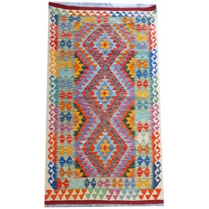200 x 101 cm Runner, Handmade Afghan Smal Colorful Tribal Wool Kilim Rug, Chobi Hallway, Bedroom Runner, Boho Oriental Area Rug Runner