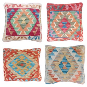 4 set di fodere per cuscini colorate fatte a mano, federa decorativa multicolore Kilim per divano, arredamento camera da letto
