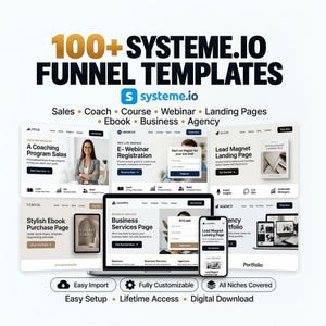 100+ Systeme.io Funnel Templates Bundle | Sales, Coach, Course, Webinar, Landing Page (Digital Download)