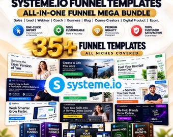 Bundel met meer dan 35 Systeme.io-funneltemplates | Verkoop, coaching, webinars, cursussen (digitale download)