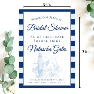Printable Nautical Bridal Shower Invitation Lighthouse - Etsy