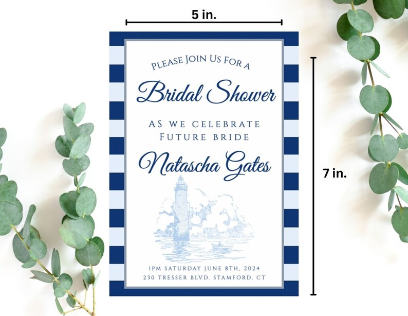 Printable Nautical Bridal Shower Invitation Lighthouse - Etsy