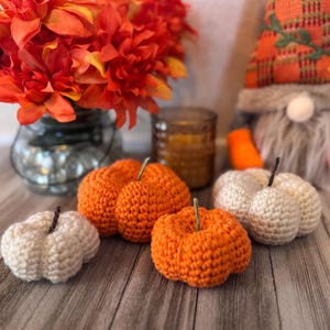Crocheted Pumpkin Decor (Set of Two: Big and Small) Bright Orange OR Off-White/Cream