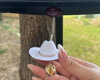 Grace - Cross Car Charm - western car charm -rearview mirror decor - virgin mary charm