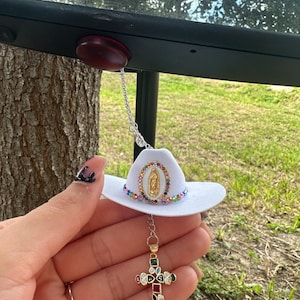 Radiant - Cross Car Charm - western car charm -rearview mirror decor - virgin mary charm