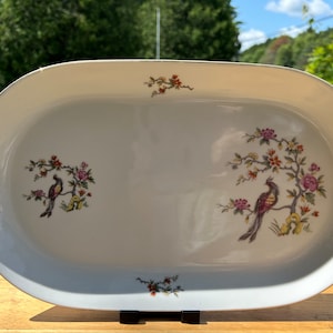 KAHLA /Vintage/ plateau de service / germany/ ovale/ oiseaux , arbres/Rare/allemagne/ 1970