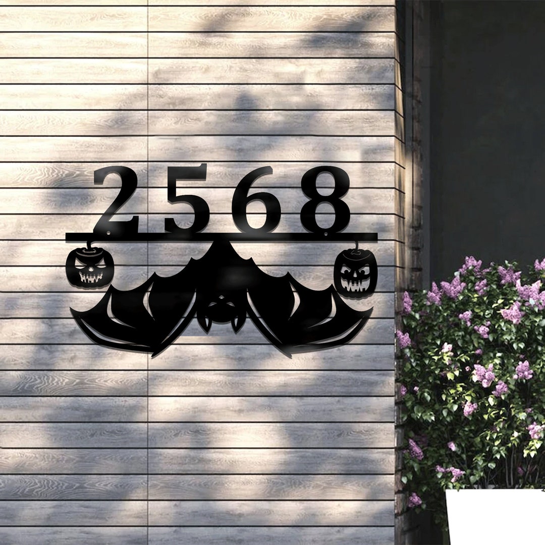 Custom Bat Address Sign Personalized Bat House Number Bat Etsy