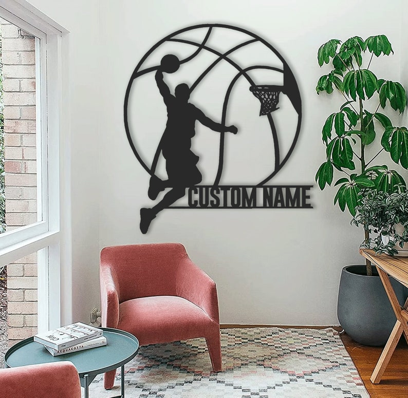 Custom Basketball Metal Wall Art LED Light, Metal Sign Home Decor