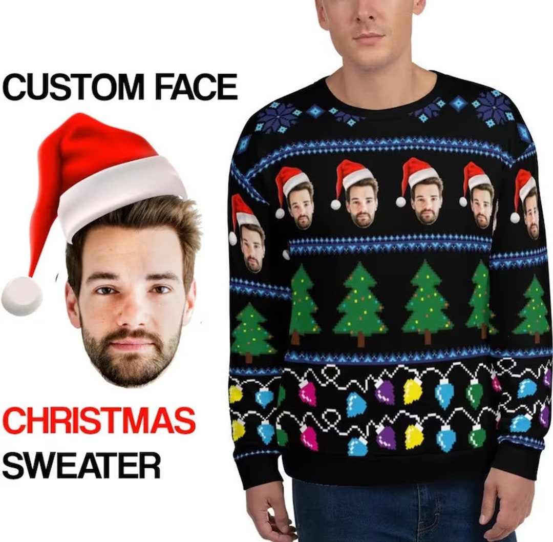 Custom Face Sweater for Christmas, Personalized Ugly Christmas Sweater ...