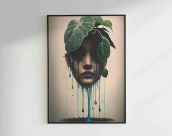 Face Coming Up Out of Water From the Dirt Digital Print - AI Art