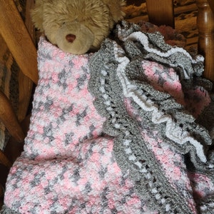 Handmade Crocheted baby blanket keepsake, Handmade Baby Blanket, Baby Shower Gift, New Baby Handmade Crocheted Baby Blanket Girl