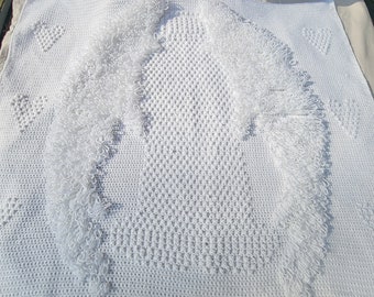 Coperta per neonato Angelo realizzata a mano all'uncinetto