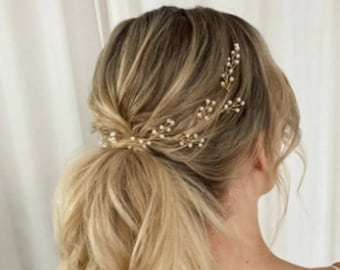 Pieza de pelo nupcial perla pelo nupcial vid perla tocado nupcial oro pieza de pelo de boda perla boda pelo vid perla diadema boho